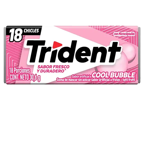 CHICLE TRIDENT COOL BUBBLE 30.6 GRS