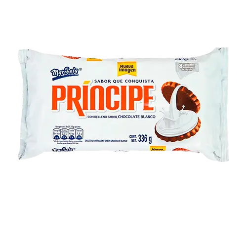 [7441029506181] GALLETA BIMBO MARINELA PRINCIPE CHOCOLATE BLANCO 106GR